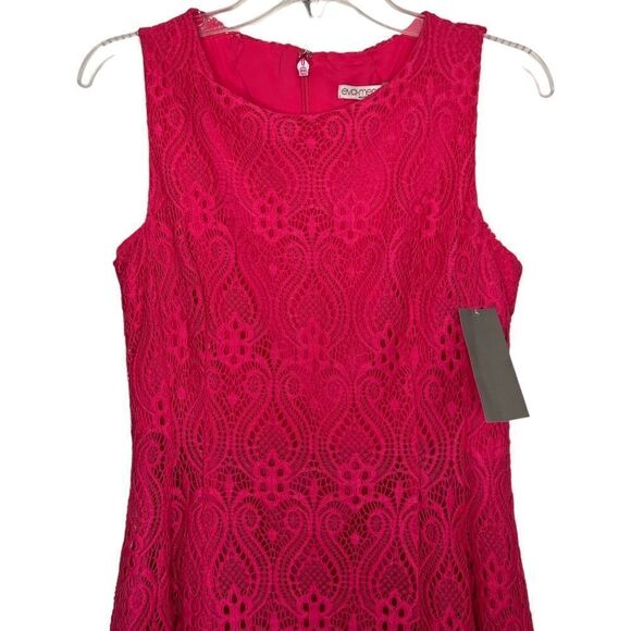 Eva Mendes NY & Co. Pink Sleeveless Embroidered Lace Fit & Flare Dress Size 8 - Picture 3 of 7